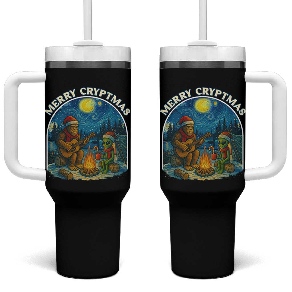Funny Bigfoot Christmas Tumbler With Handle Sasquatch Alien Merry Cryptmas - Wonder Print Shop