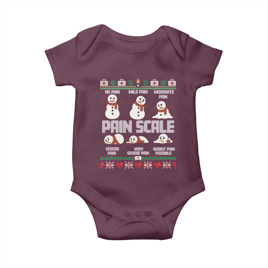 Pain Scale Snowman Baby Onesie Funny ICU Nurse Christmas - Wonder Print Shop