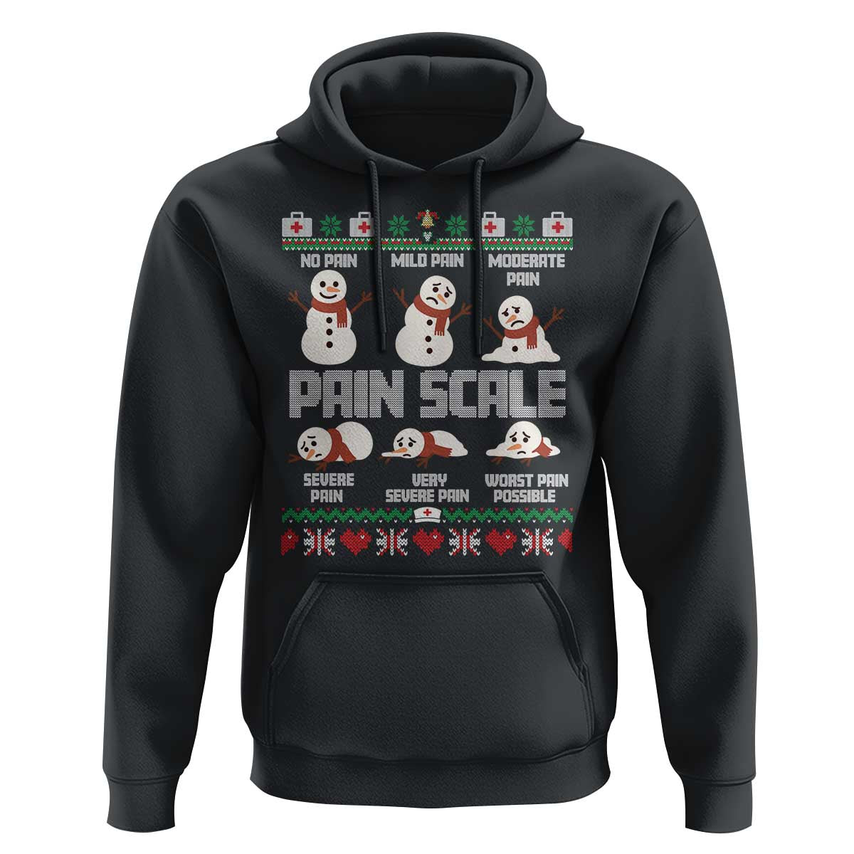Pain Scale Snowman Hoodie Funny ICU Nurse Christmas - Wonder Print Shop