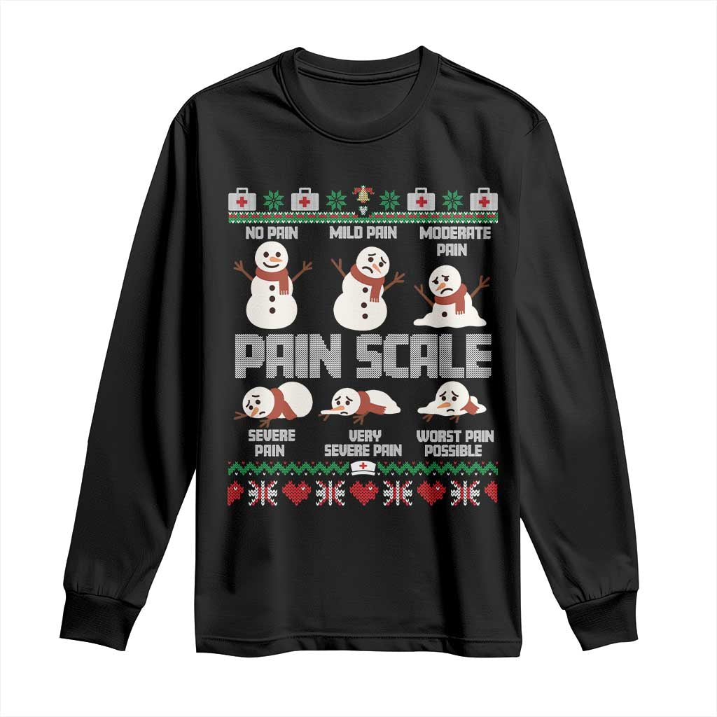 Pain Scale Snowman Long Sleeve Shirt Funny ICU Nurse Christmas - Wonder Print Shop