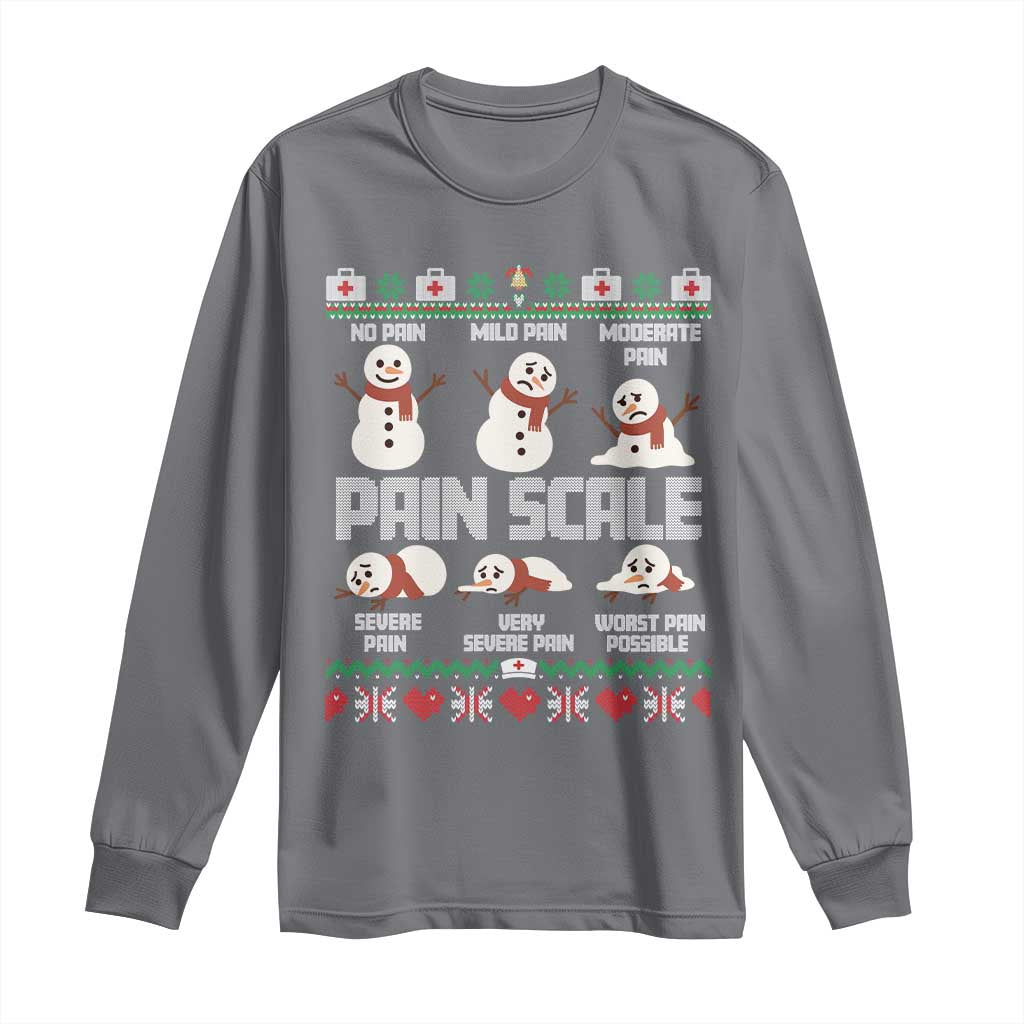 Pain Scale Snowman Long Sleeve Shirt Funny ICU Nurse Christmas - Wonder Print Shop