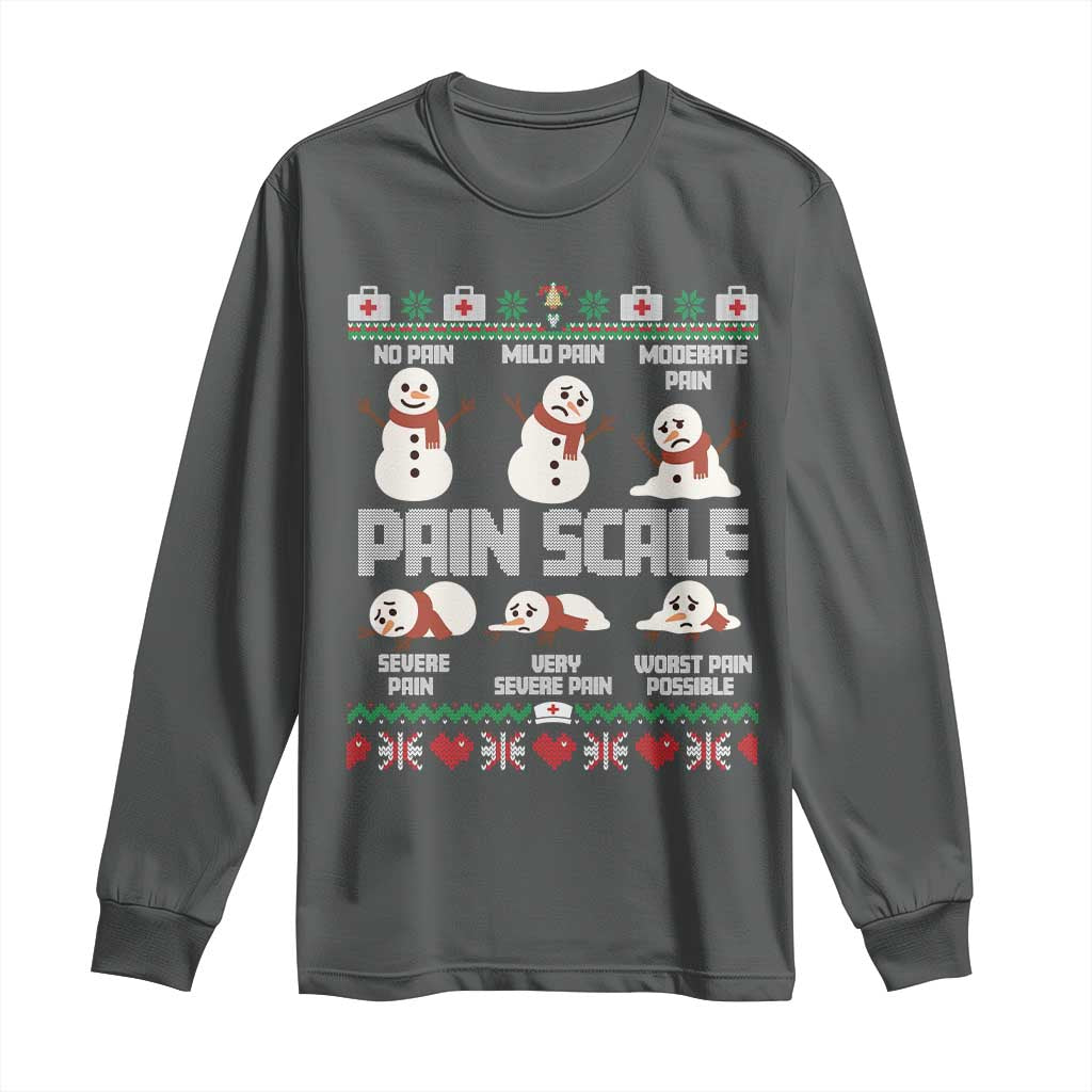 Pain Scale Snowman Long Sleeve Shirt Funny ICU Nurse Christmas - Wonder Print Shop