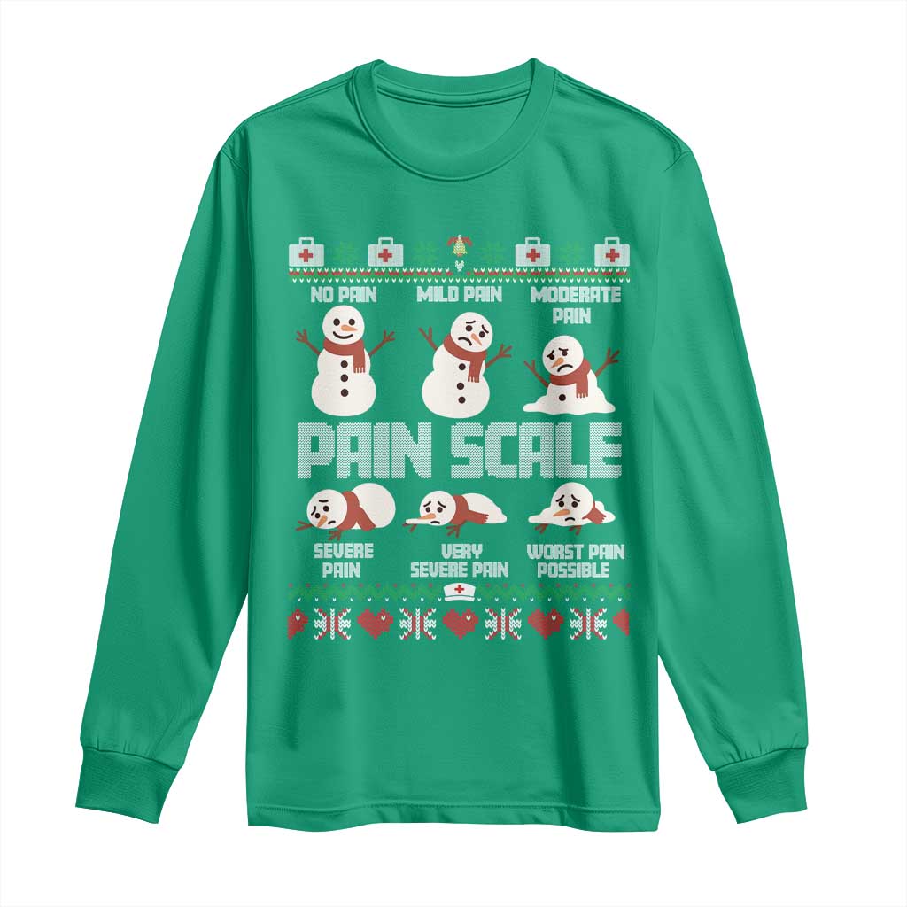 Pain Scale Snowman Long Sleeve Shirt Funny ICU Nurse Christmas - Wonder Print Shop