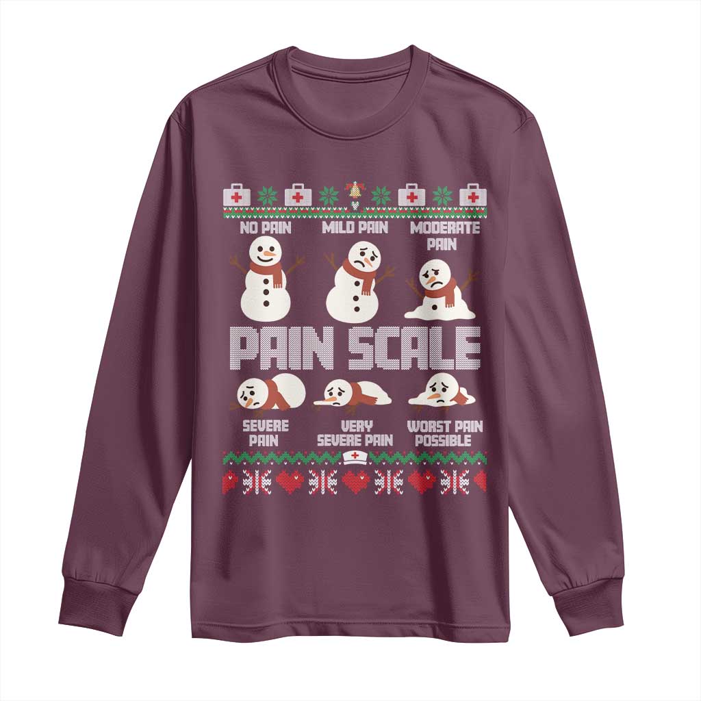 Pain Scale Snowman Long Sleeve Shirt Funny ICU Nurse Christmas - Wonder Print Shop