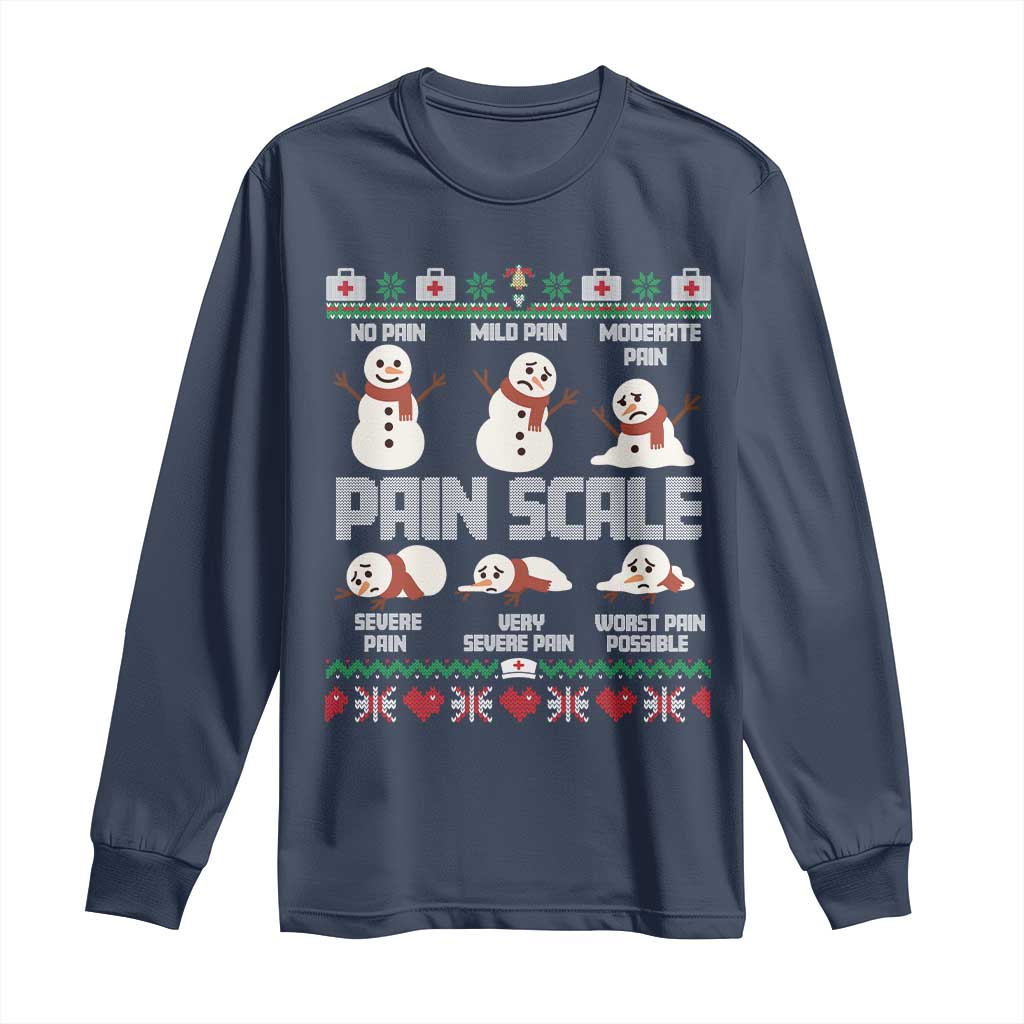 Pain Scale Snowman Long Sleeve Shirt Funny ICU Nurse Christmas - Wonder Print Shop
