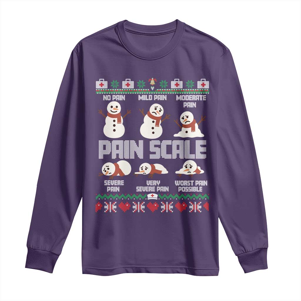 Pain Scale Snowman Long Sleeve Shirt Funny ICU Nurse Christmas - Wonder Print Shop