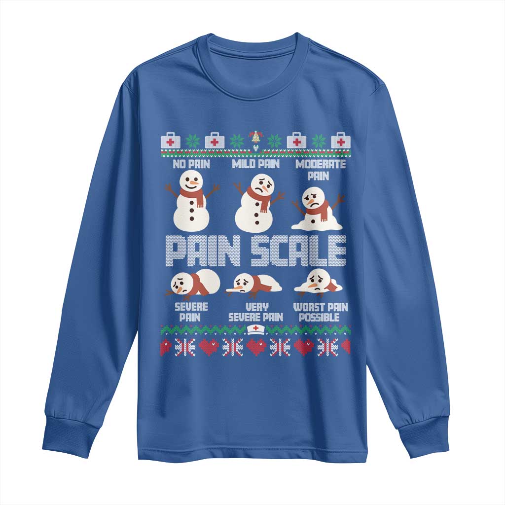 Pain Scale Snowman Long Sleeve Shirt Funny ICU Nurse Christmas - Wonder Print Shop
