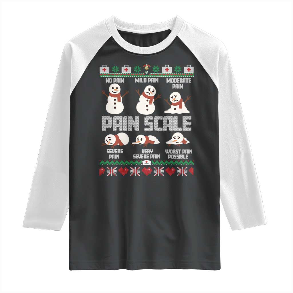 Pain Scale Snowman Raglan Shirt Funny ICU Nurse Christmas - Wonder Print Shop