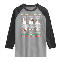 Pain Scale Snowman Raglan Shirt Funny ICU Nurse Christmas - Wonder Print Shop