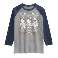 Pain Scale Snowman Raglan Shirt Funny ICU Nurse Christmas - Wonder Print Shop