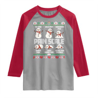 Pain Scale Snowman Raglan Shirt Funny ICU Nurse Christmas - Wonder Print Shop