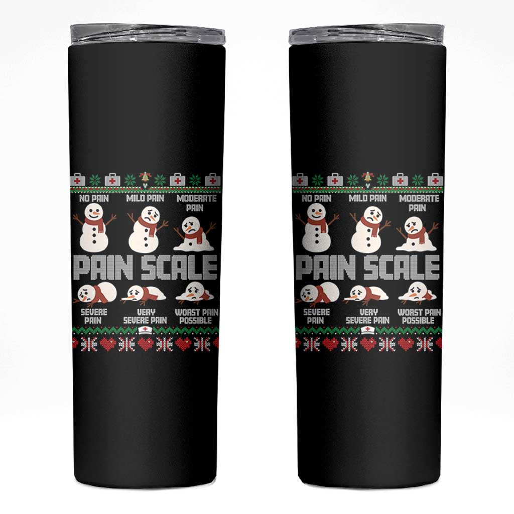 Pain Scale Snowman Skinny Tumbler Funny ICU Nurse Christmas - Wonder Print Shop