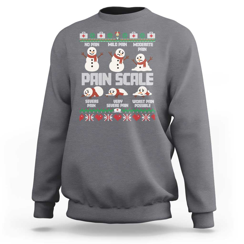 Pain Scale Snowman Sweatshirt Funny ICU Nurse Christmas - Wonder Print Shop