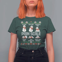 Pain Scale Snowman T Shirt For Women Funny ICU Nurse Christmas - Wonder Print Shop