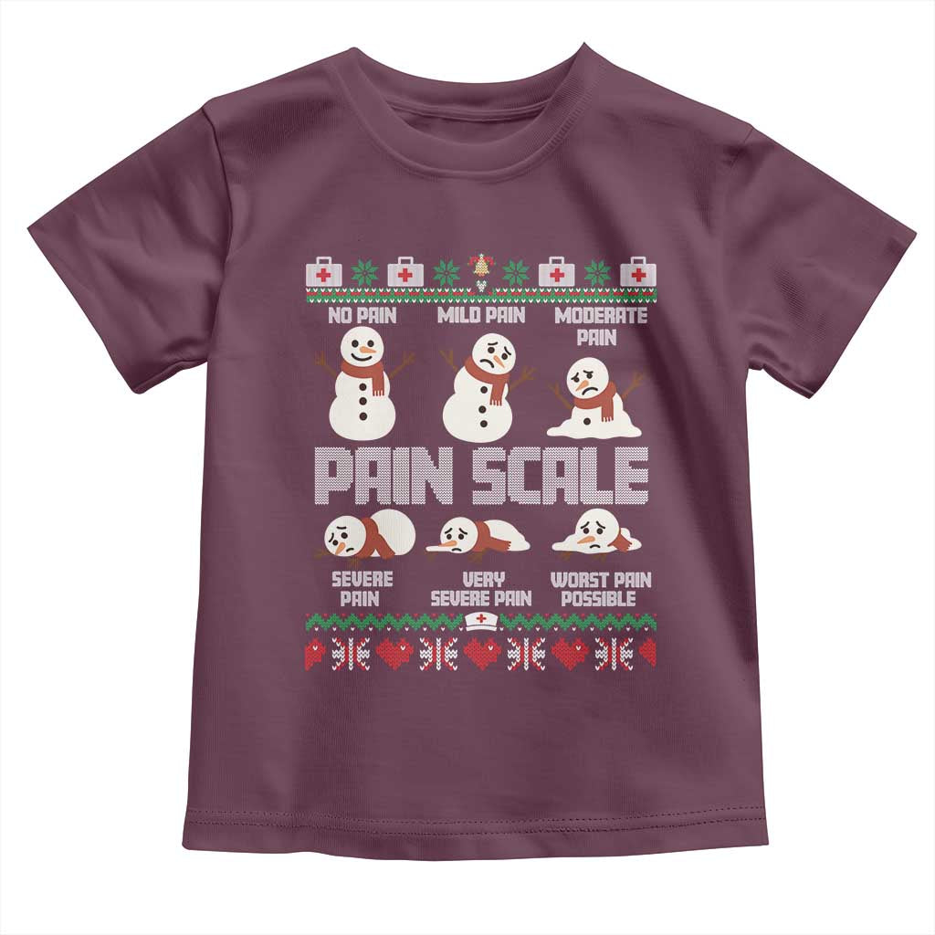 Pain Scale Snowman Toddler T Shirt Funny ICU Nurse Christmas - Wonder Print Shop