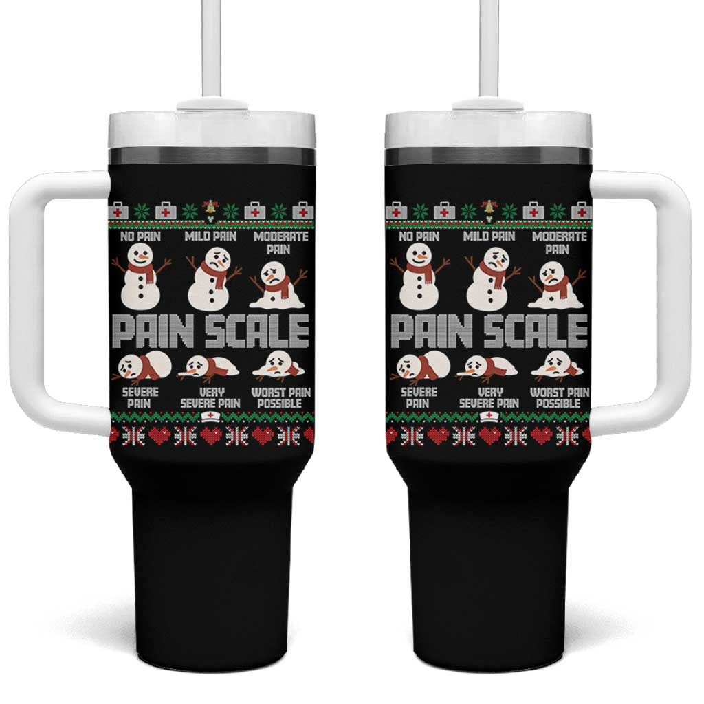 Pain Scale Snowman Tumbler With Handle Funny ICU Nurse Christmas - Wonder Print Shop