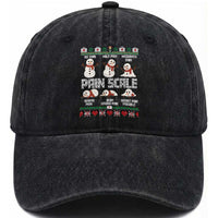 Pain Scale Snowman Washed Cotton Baseball Cap Funny ICU Nurse Christmas