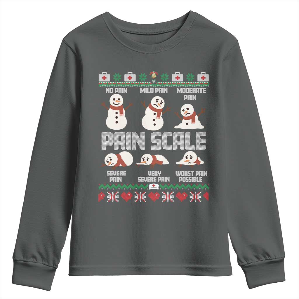 Pain Scale Snowman Youth Sweatshirt Funny ICU Nurse Christmas - Wonder Print Shop
