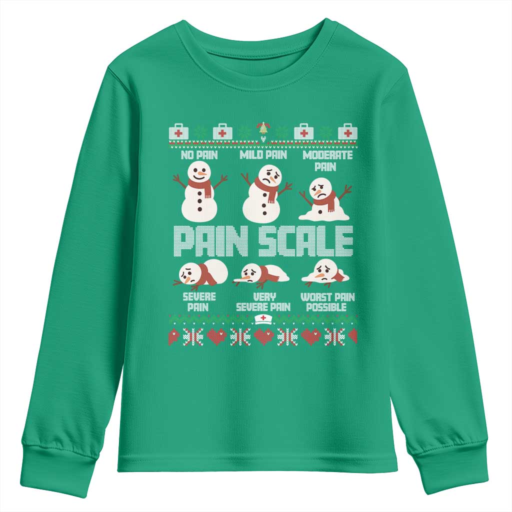 Pain Scale Snowman Youth Sweatshirt Funny ICU Nurse Christmas - Wonder Print Shop