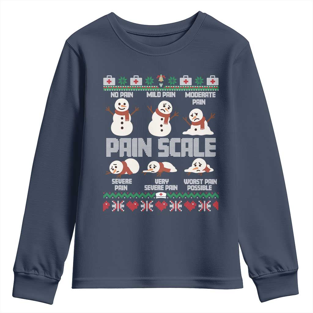 Pain Scale Snowman Youth Sweatshirt Funny ICU Nurse Christmas - Wonder Print Shop