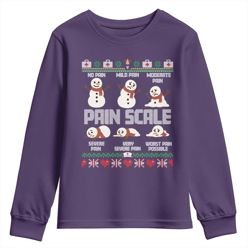Pain Scale Snowman Youth Sweatshirt Funny ICU Nurse Christmas - Wonder Print Shop