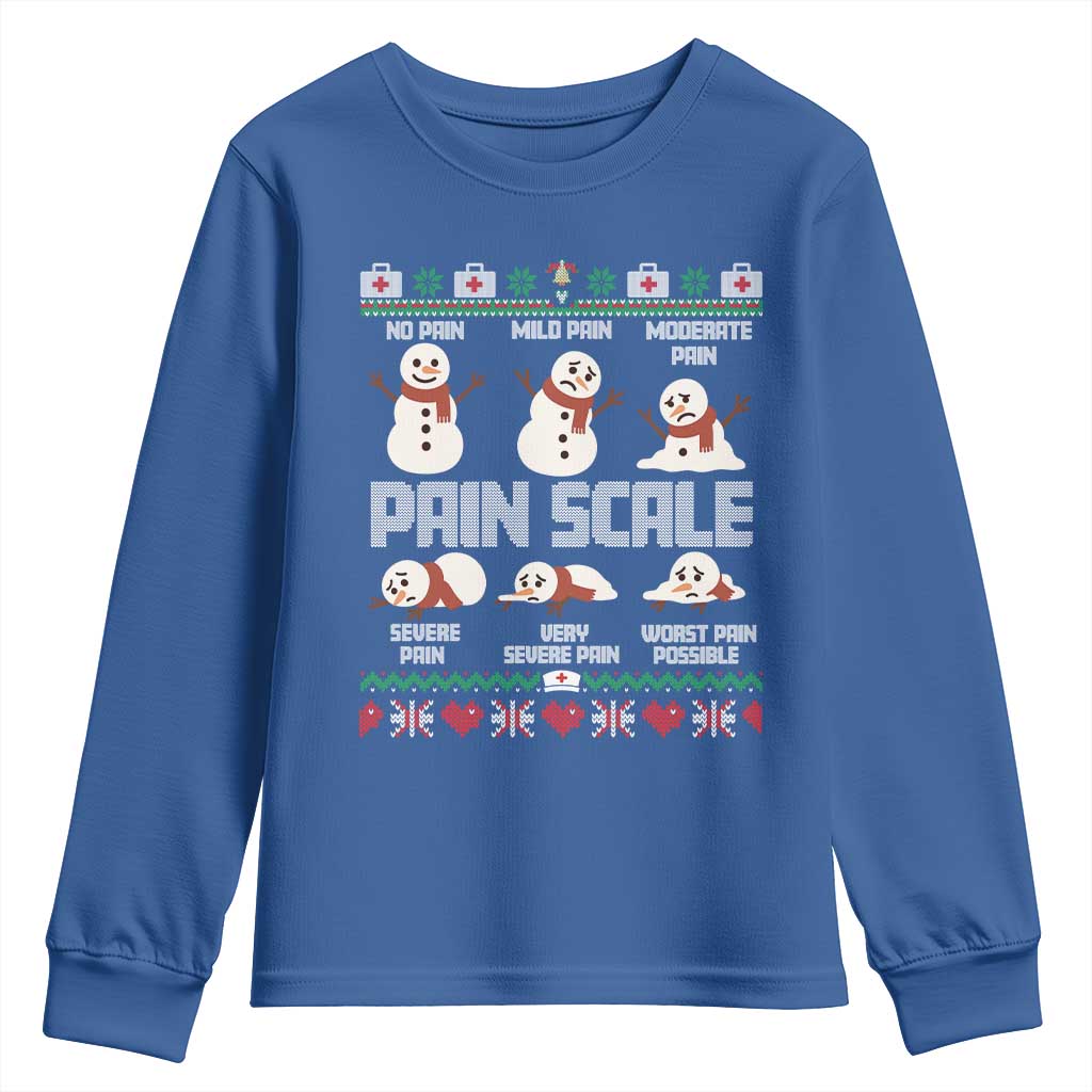 Pain Scale Snowman Youth Sweatshirt Funny ICU Nurse Christmas - Wonder Print Shop