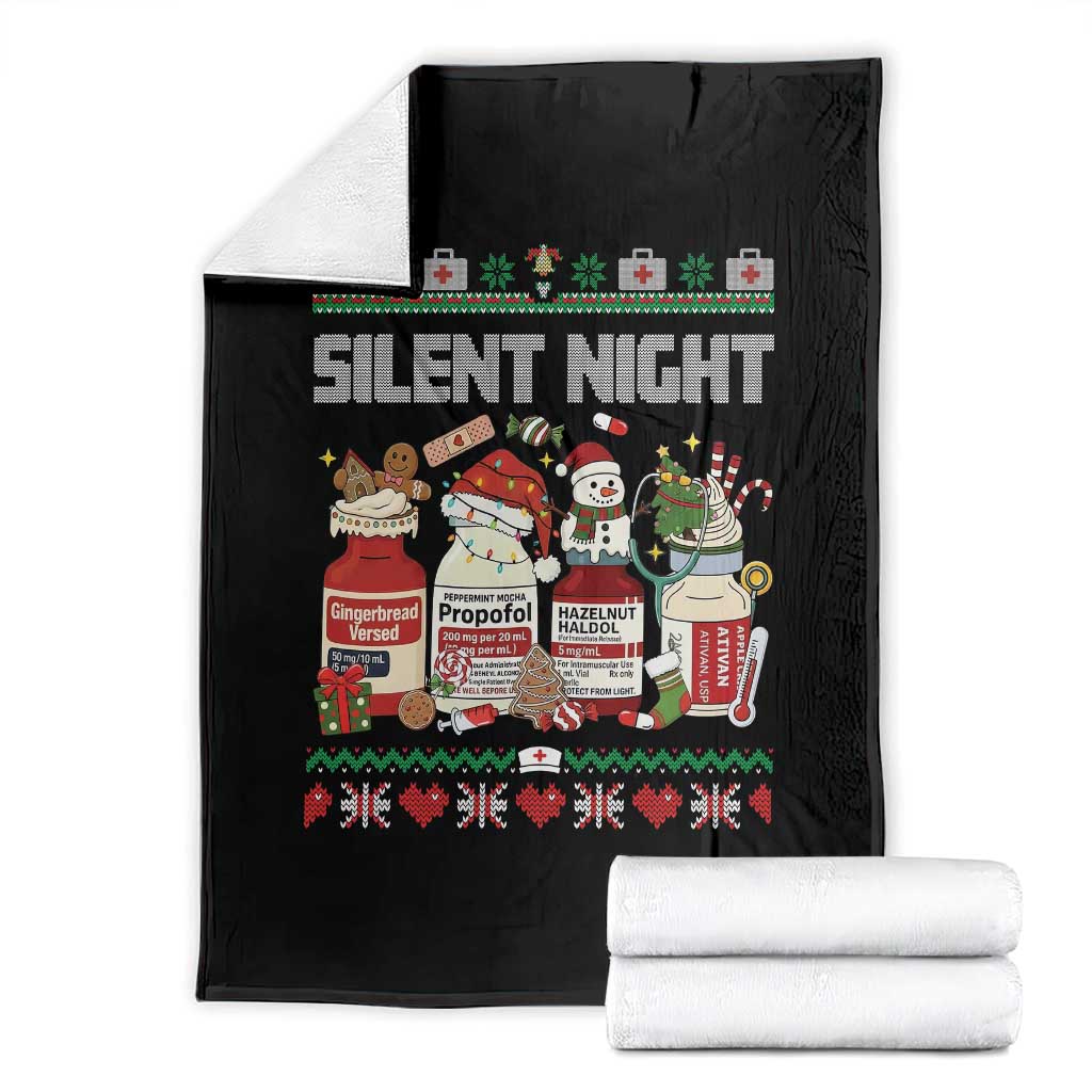 Silent Night Christmas Throw Blanket Funny ICU Nurse Xmas - Wonder Print Shop