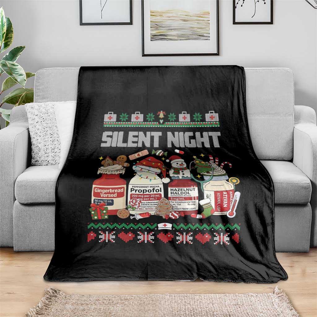 Silent Night Christmas Throw Blanket Funny ICU Nurse Xmas - Wonder Print Shop