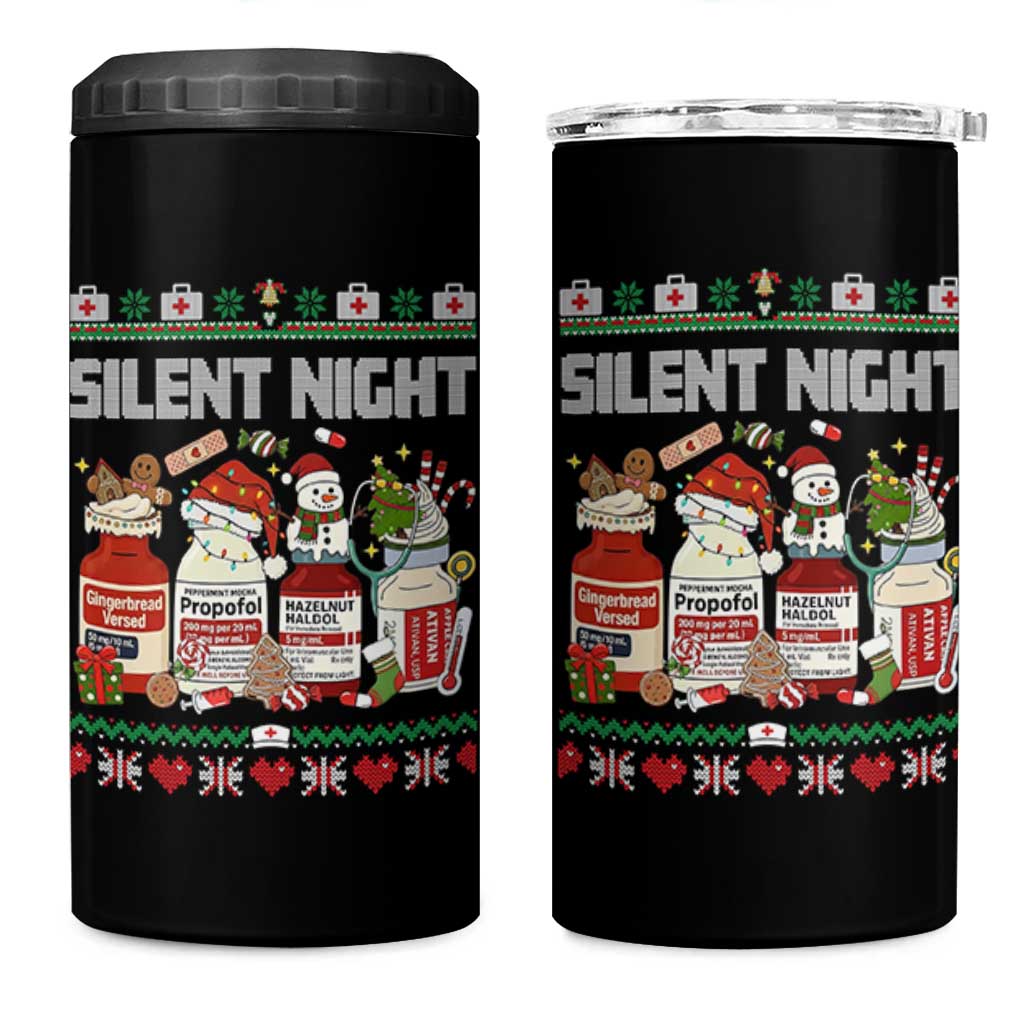 Silent Night Christmas 4 in 1 Can Cooler Tumbler Funny ICU Nurse Xmas - Wonder Print Shop