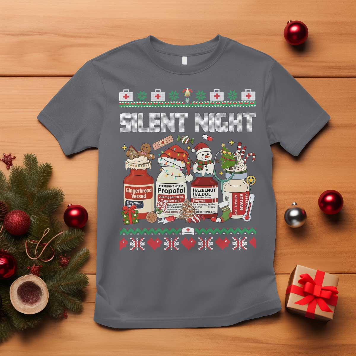 Silent Night Christmas T Shirt Funny ICU Nurse Xmas - Wonder Print Shop