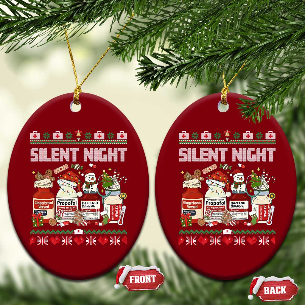 Silent Night Christmas Ceramic Ornament Funny ICU Nurse Xmas - Wonder Print Shop