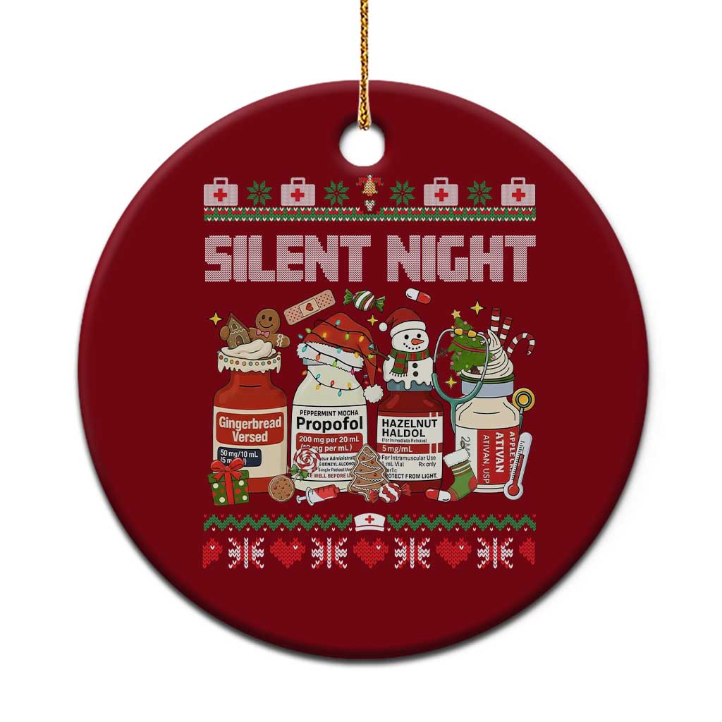 Silent Night Christmas Ceramic Ornament Funny ICU Nurse Xmas - Wonder Print Shop