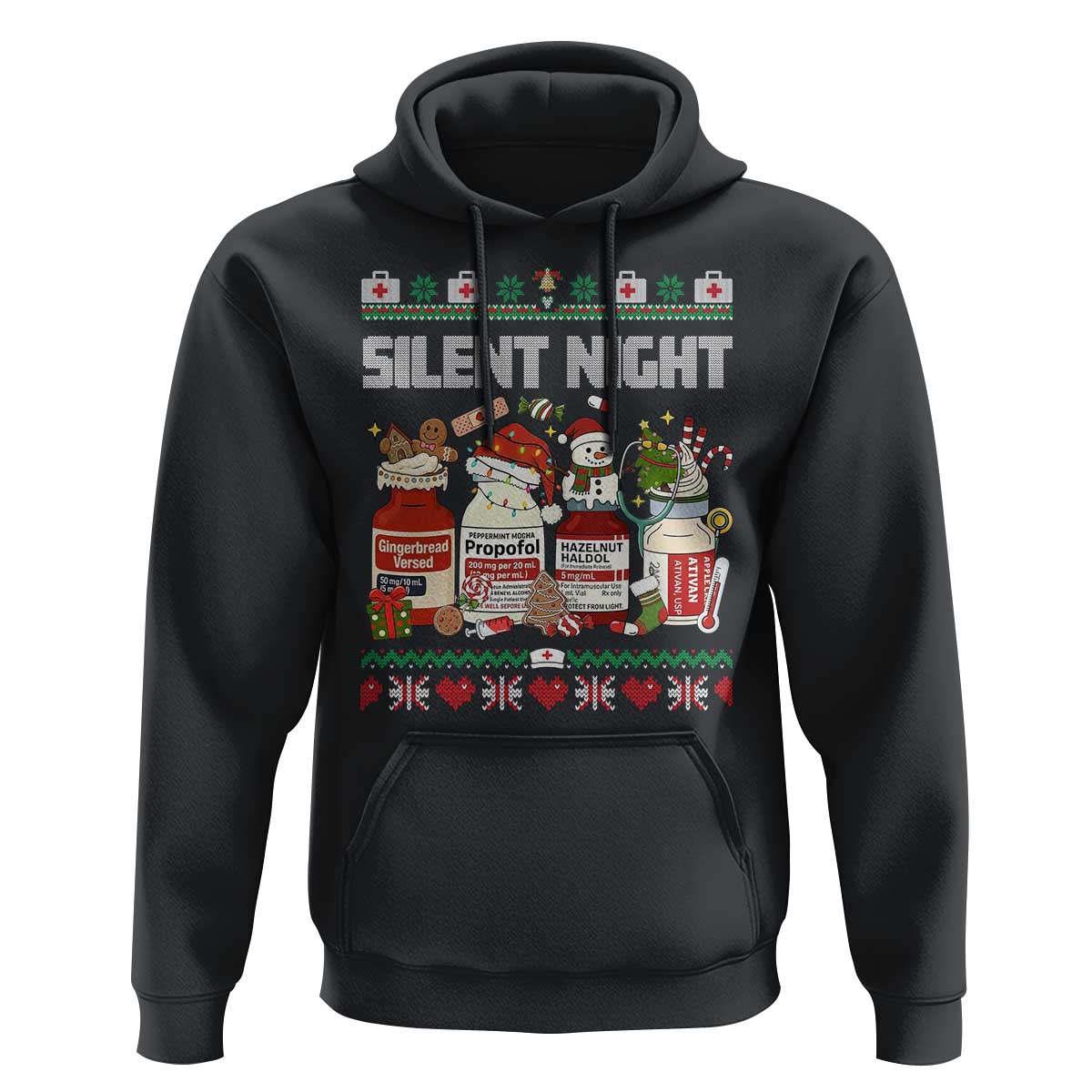 Silent Night Christmas Hoodie Funny ICU Nurse Xmas - Wonder Print Shop