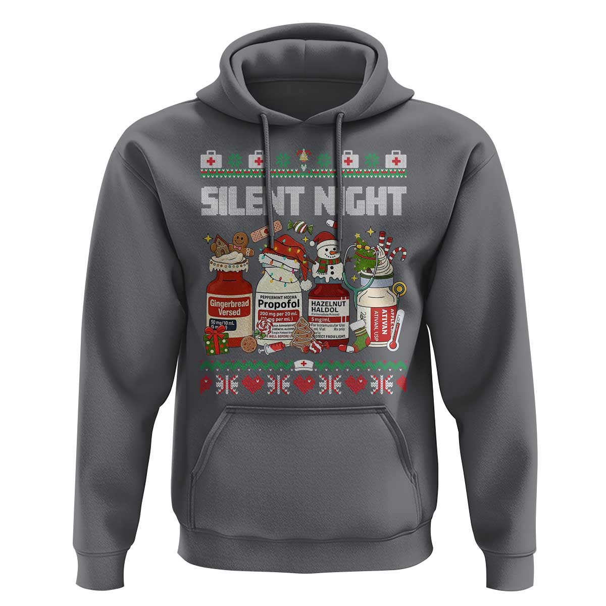 Silent Night Christmas Hoodie Funny ICU Nurse Xmas - Wonder Print Shop
