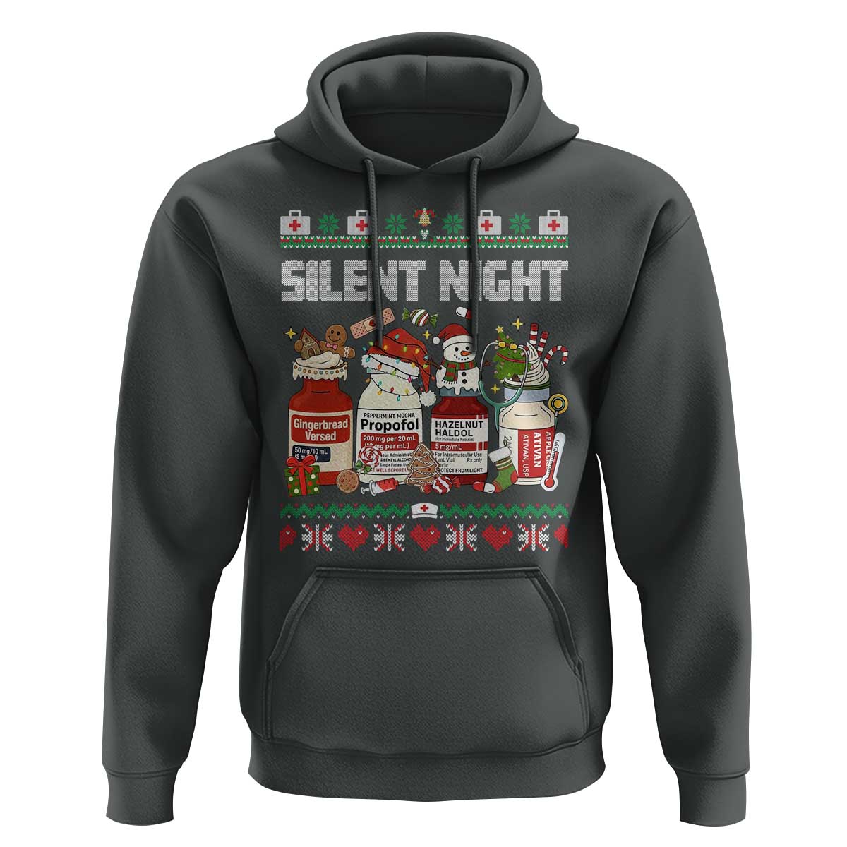 Silent Night Christmas Hoodie Funny ICU Nurse Xmas - Wonder Print Shop