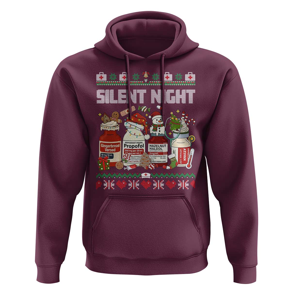 Silent Night Christmas Hoodie Funny ICU Nurse Xmas - Wonder Print Shop