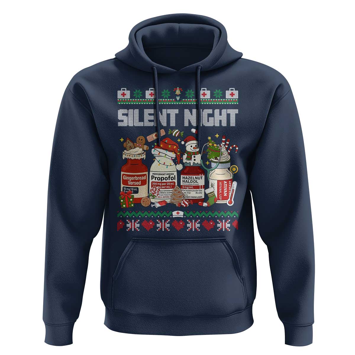 Silent Night Christmas Hoodie Funny ICU Nurse Xmas - Wonder Print Shop