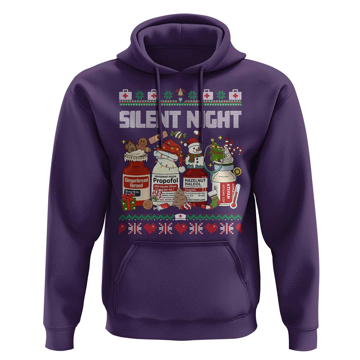 Silent Night Christmas Hoodie Funny ICU Nurse Xmas - Wonder Print Shop