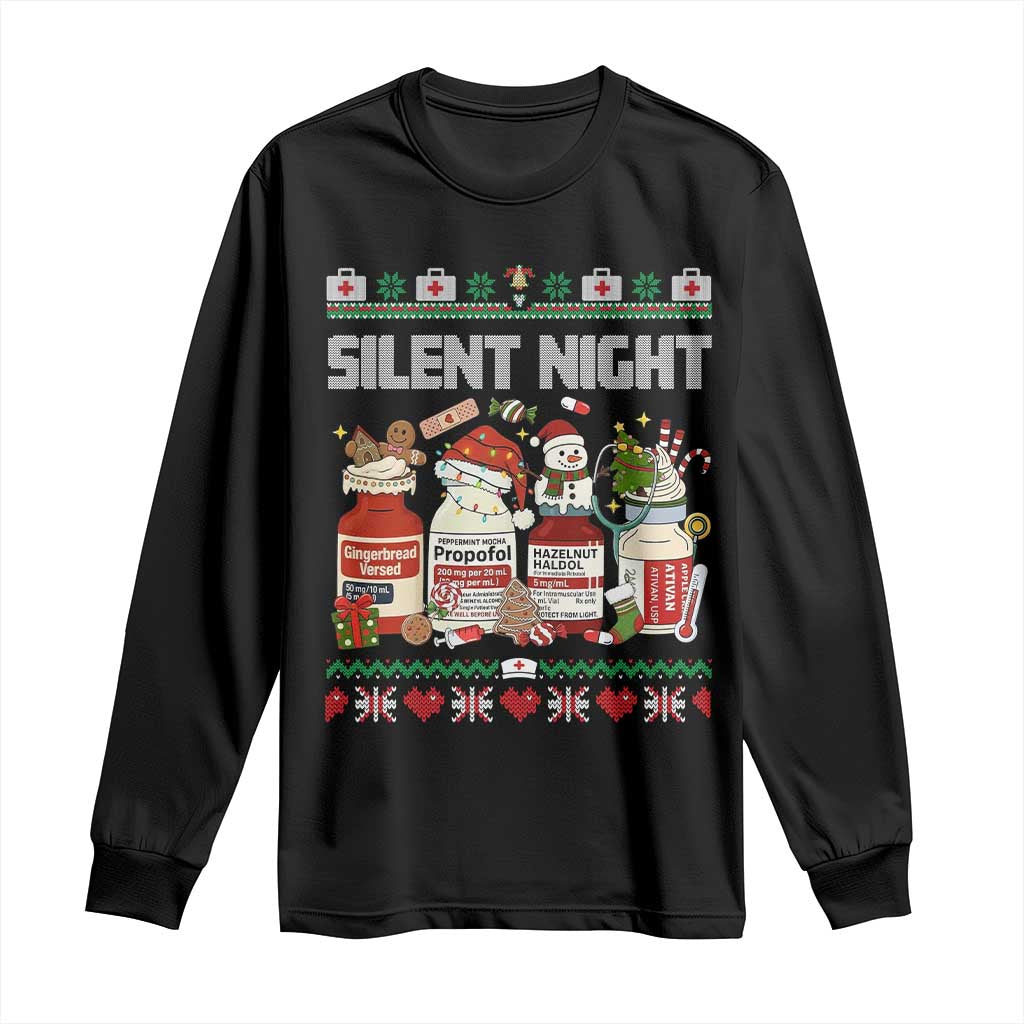 Silent Night Christmas Long Sleeve Shirt Funny ICU Nurse Xmas - Wonder Print Shop
