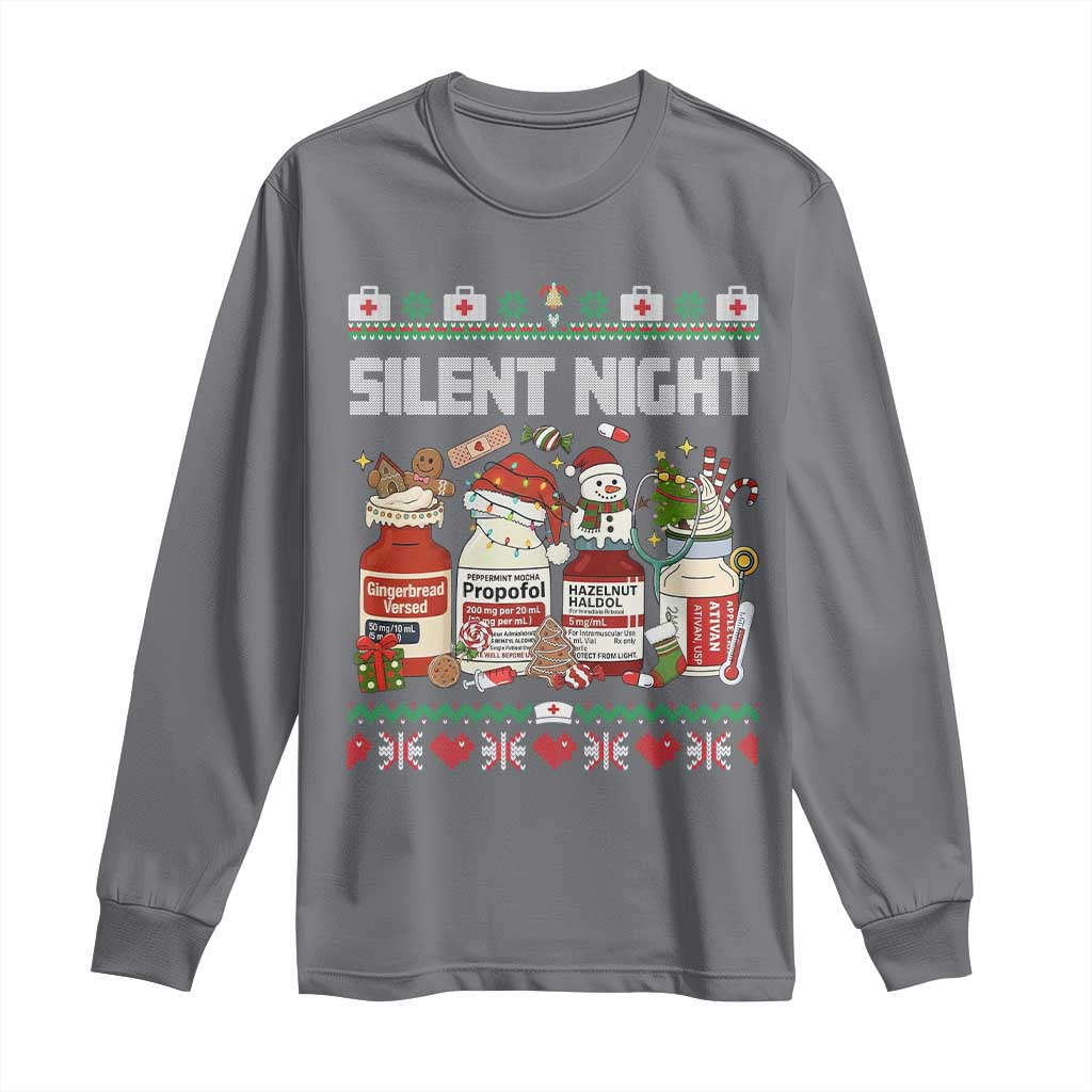 Silent Night Christmas Long Sleeve Shirt Funny ICU Nurse Xmas - Wonder Print Shop