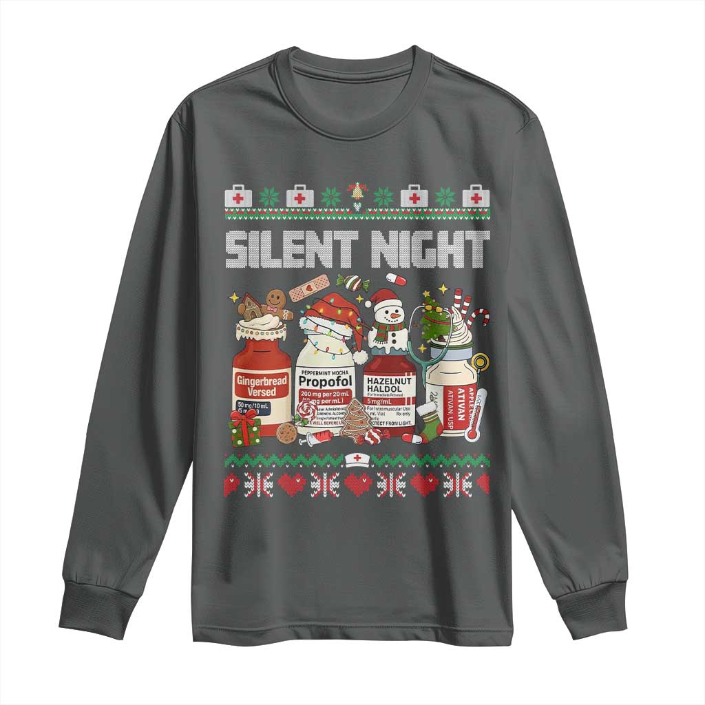 Silent Night Christmas Long Sleeve Shirt Funny ICU Nurse Xmas - Wonder Print Shop