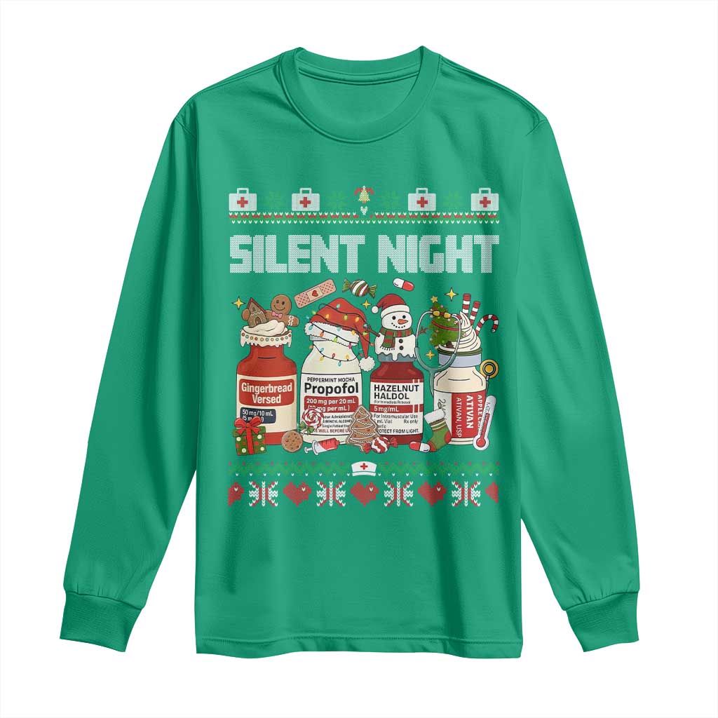 Silent Night Christmas Long Sleeve Shirt Funny ICU Nurse Xmas - Wonder Print Shop