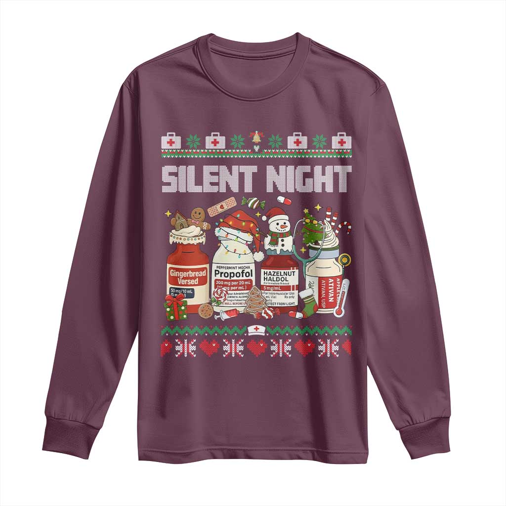 Silent Night Christmas Long Sleeve Shirt Funny ICU Nurse Xmas - Wonder Print Shop
