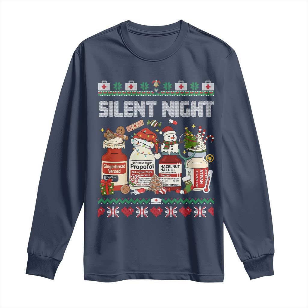 Silent Night Christmas Long Sleeve Shirt Funny ICU Nurse Xmas - Wonder Print Shop