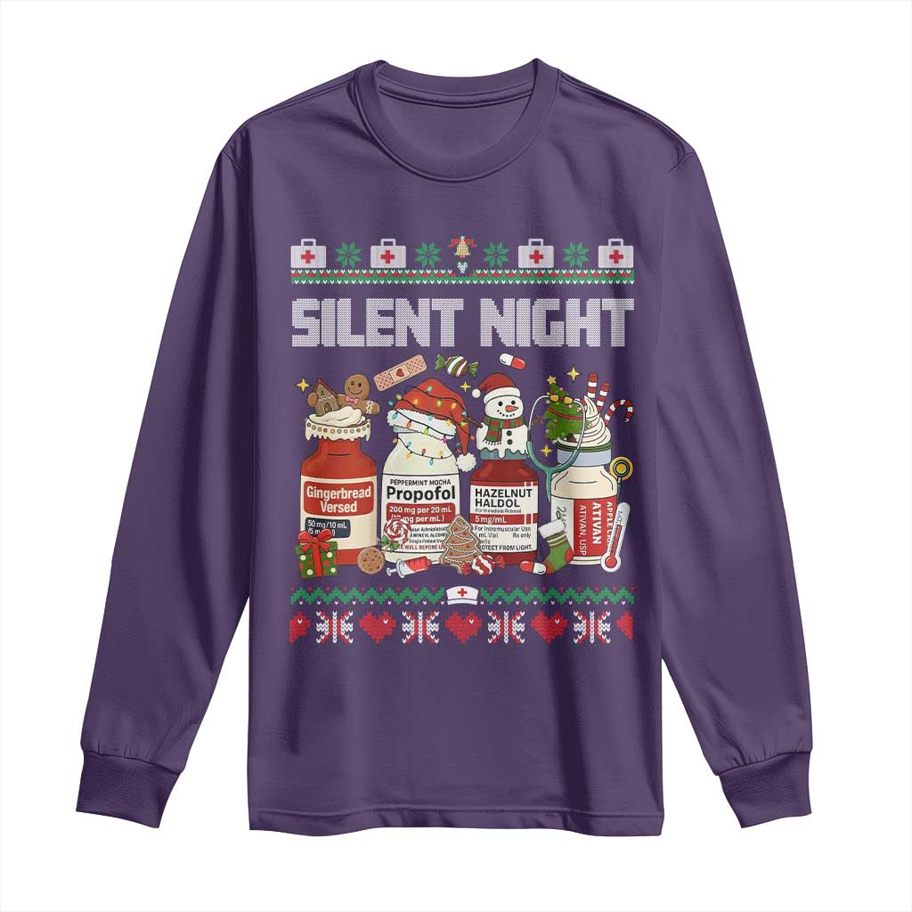 Silent Night Christmas Long Sleeve Shirt Funny ICU Nurse Xmas - Wonder Print Shop
