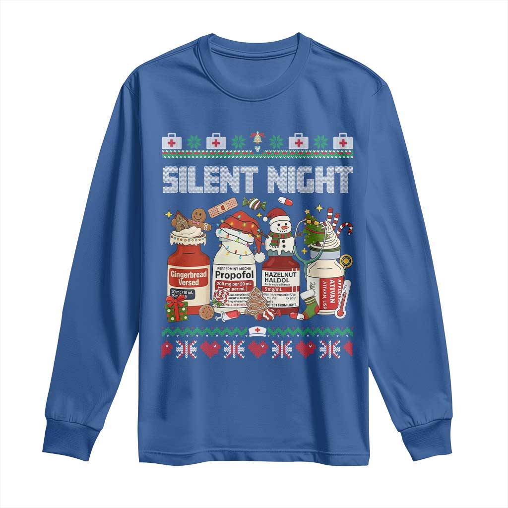 Silent Night Christmas Long Sleeve Shirt Funny ICU Nurse Xmas - Wonder Print Shop