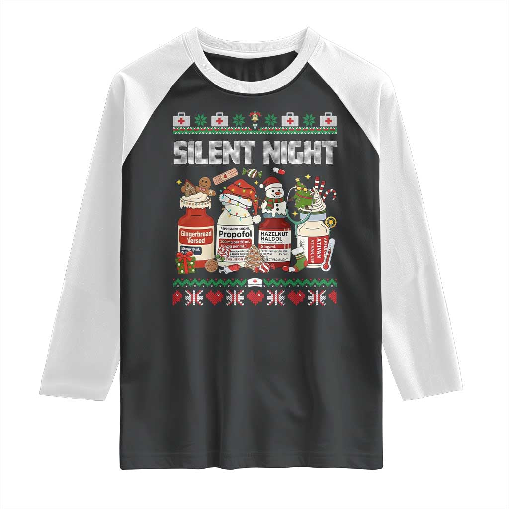 Silent Night Christmas Raglan Shirt Funny ICU Nurse Xmas - Wonder Print Shop