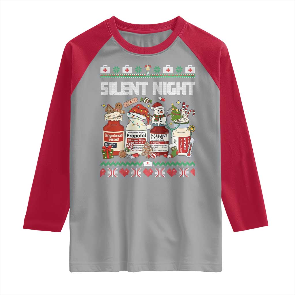 Silent Night Christmas Raglan Shirt Funny ICU Nurse Xmas - Wonder Print Shop