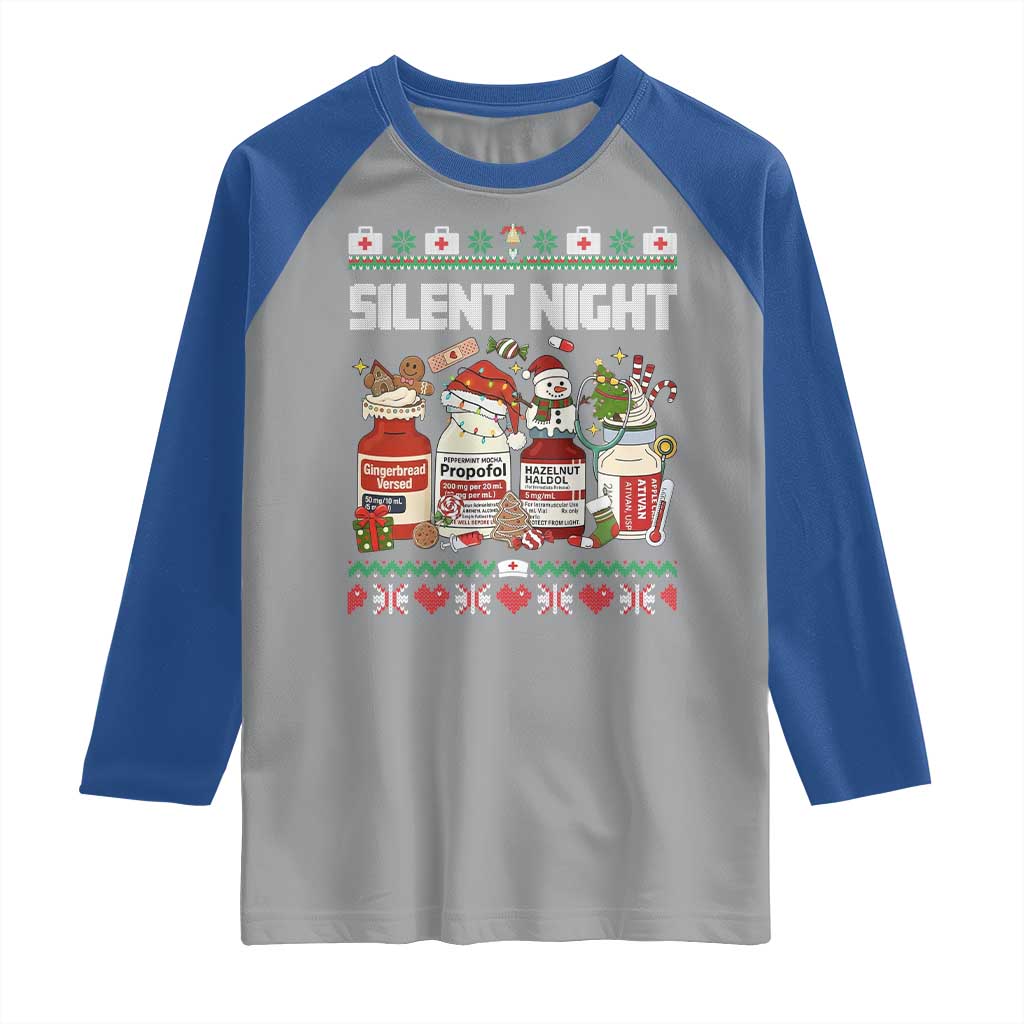 Silent Night Christmas Raglan Shirt Funny ICU Nurse Xmas - Wonder Print Shop