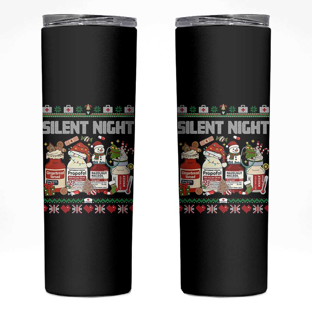 Silent Night Christmas Skinny Tumbler Funny ICU Nurse Xmas - Wonder Print Shop
